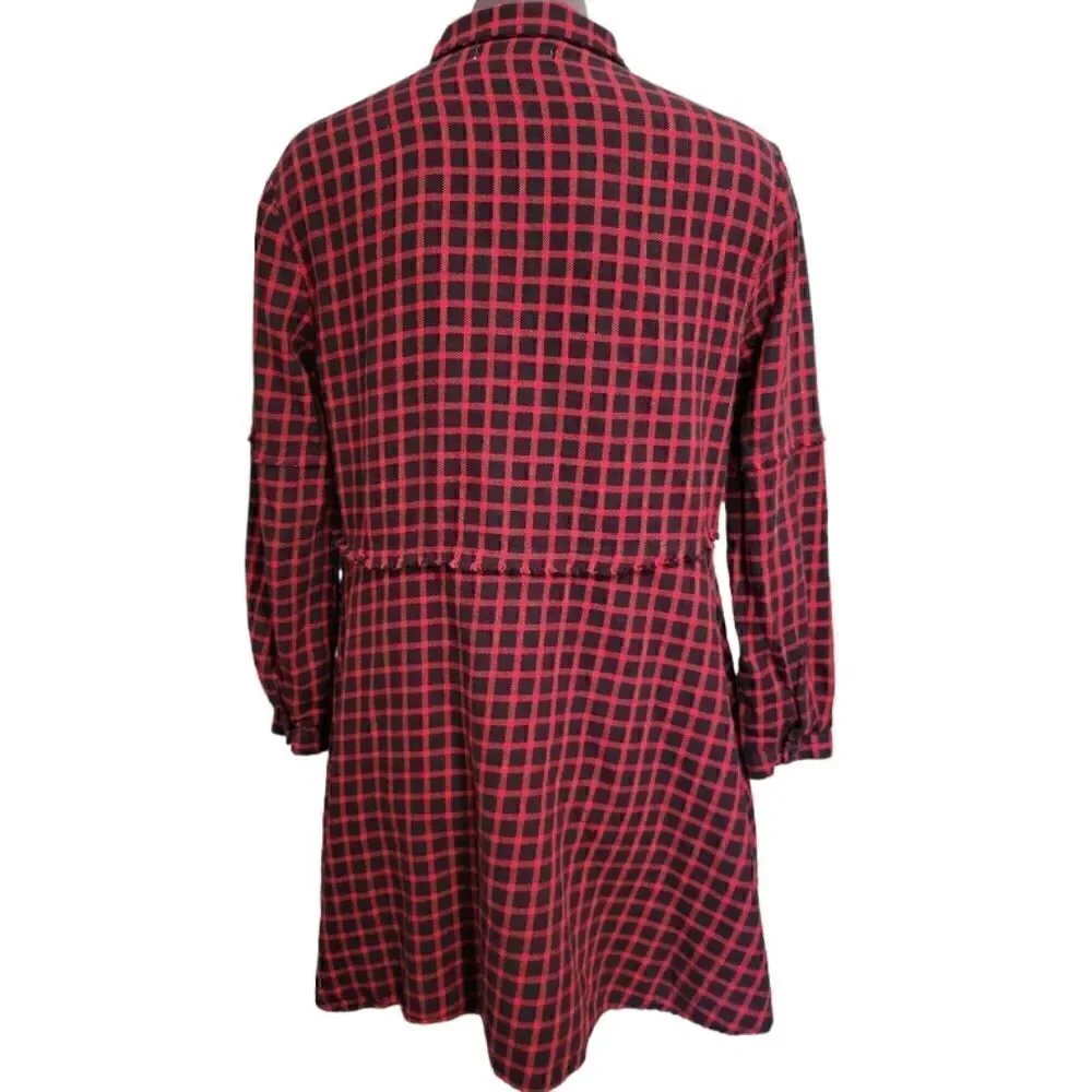 EC ZARA GIRLS COLLECTION PLAID LONG SLEEVE SLIGHTLY DISTRESSED DRESS SZ. 13/14